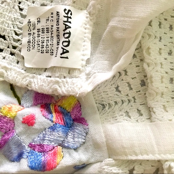 Vintage Mexico WHITE Crochet Embroidered HalterTop - Picture 8 of 16